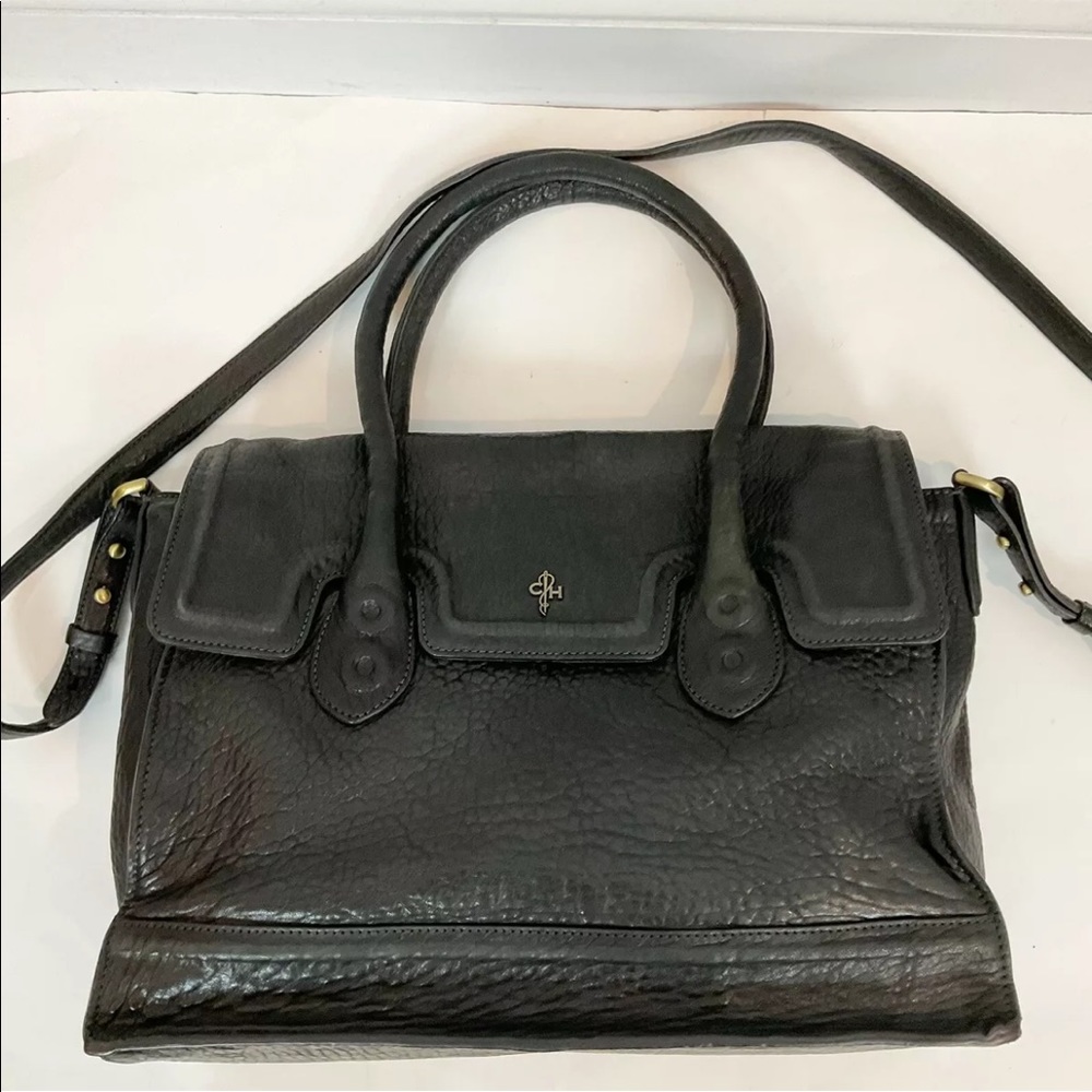 Cole Hahn Black Leather Large Satchel Briefcase Carry On Tote Bag